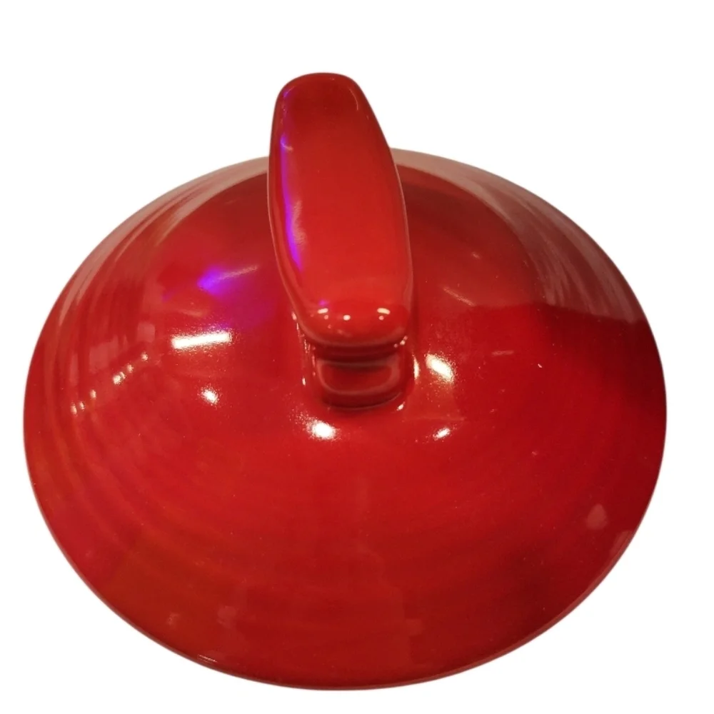 FIESTA MEDIUM pet dog bone CANISTER treat cookie CROCK SCARLET